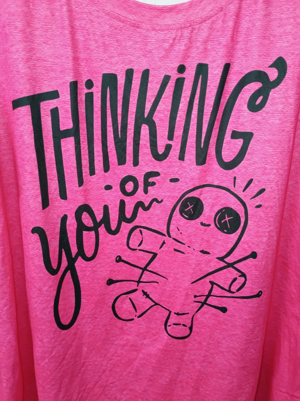 Shein Thinking Of You Voo Doo Doll Shirt Size 1X EUC P2P 22.5 In Length 25.5 In - Picture 3 of 7